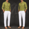 China Stretch Narrow fitting White – চায়না মাইক্রো স্টিচ সেমি নেরো সাদা কম্বো